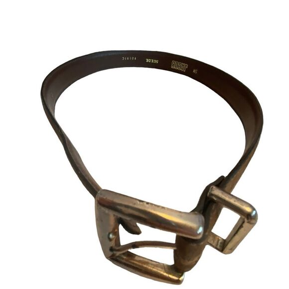 GUC JACOB Brown Suede Belt with Silver Accents - Picture 1 of 4